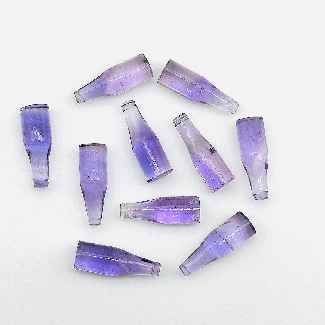 Miniature Natural Pink Amethyst Bottle Carving Beads, Bottle Shape Carved Gemstone, Jewelry Making Charms, 7X21 MM Pink Amethyst Tiny Bottle