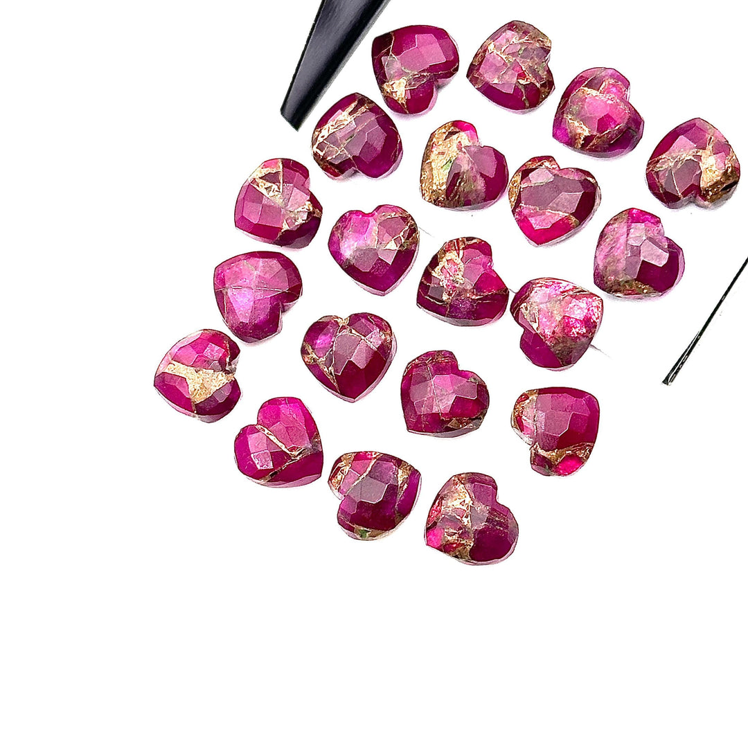 AAA Pink Turquoise Heart Shape Beads, Hot Pink Copper Turquoise Heart Carving Beads, 10 MM Gemstone, Mohave Turquoise Beads, Red  Heart