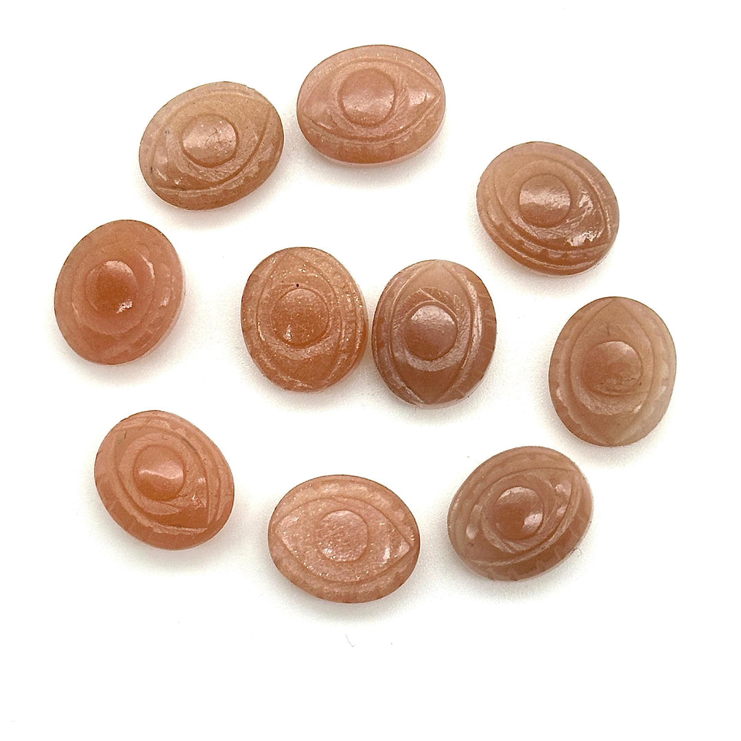AAA Peach Moonstone Evil Eye Shape Briolettes, Natural Moonstone Eye Shape Carved Beads, Evil Eye Hand Carved Gemstones, 12 MM, Eye Charms