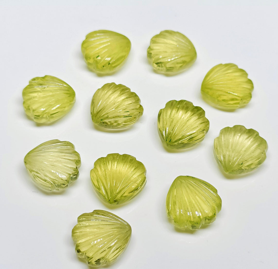 Natural Lemon Quartz Shell Shape Briolette's, 12MM Hand Carved Lemon Quartz Shell BEads, Ocean Shell Gemstone For Jewelry, Shell Charms