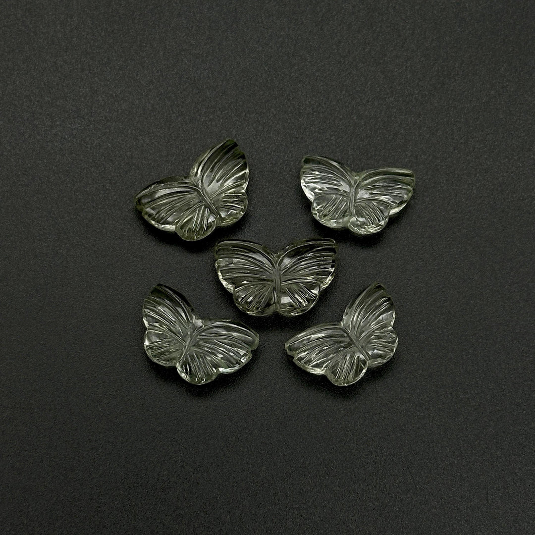 Green Amethyst Butterfly Beads: Carved Gemstone Charms, 11x18mm
