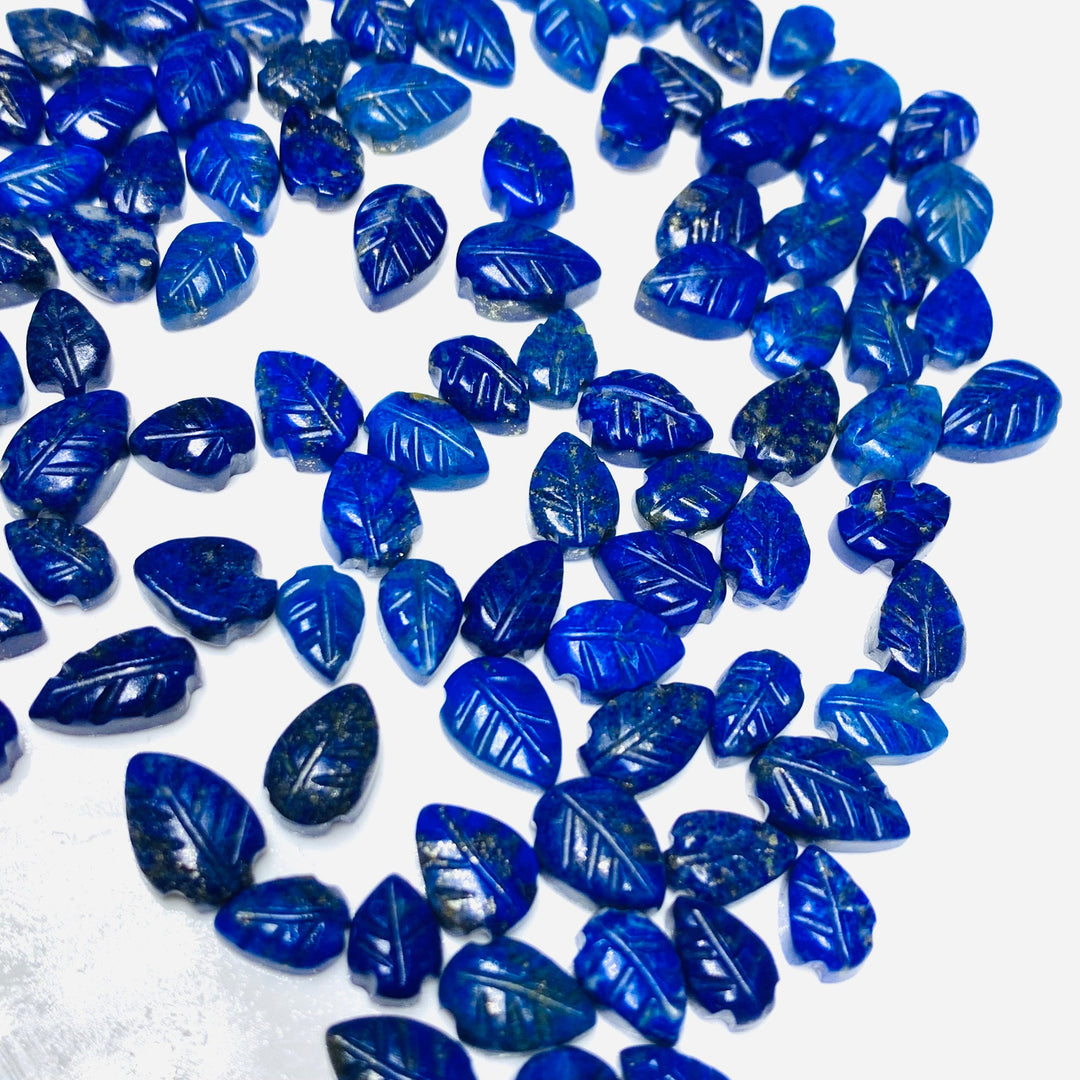 2,3,4,5, Pcs Natural Lapis Lazuli Leaf Shape Carving , pear leave shape Carved brioletts Gemstone For Jewellery making beads 8-10 mm