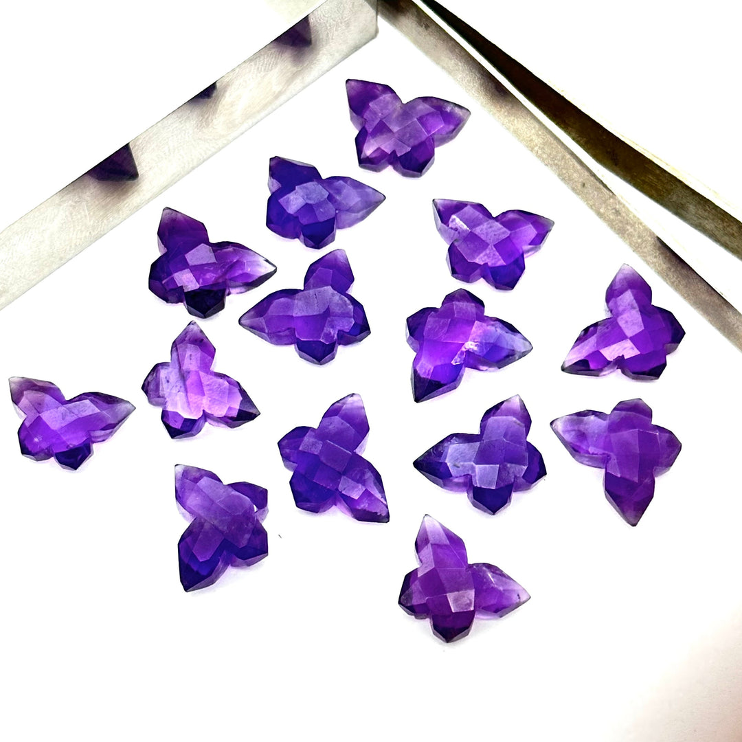 Natural Purple Amethyst Butterfly Shape Beads, Amethyst Hand Carved Faceted Loose Gemstone ,Jewelry Making Briolette's, Wholesale Charms14mm