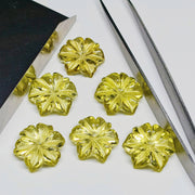 AAA Lemon Quartz Flower Carving: Natural Gemstone (20 mm)
