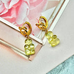 Load image into Gallery viewer, Cute Teddy Bear Earrings, Lemon Quartz Carved Gummy Bear Earrings For Girls, Bridesmaid Gift, Anniversary Gift For Her, Handmade Jewelry
