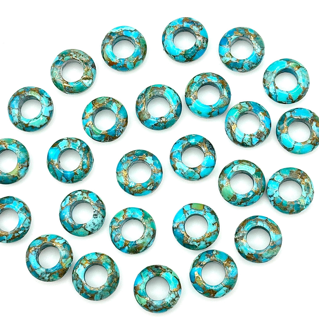 Amazing Copper Turquoise Donut Shape Gemstones, Turquoise Donut Carving, Healing Gemstone Beads, 12 mm Blue Turquoise Donut Smooth Beads