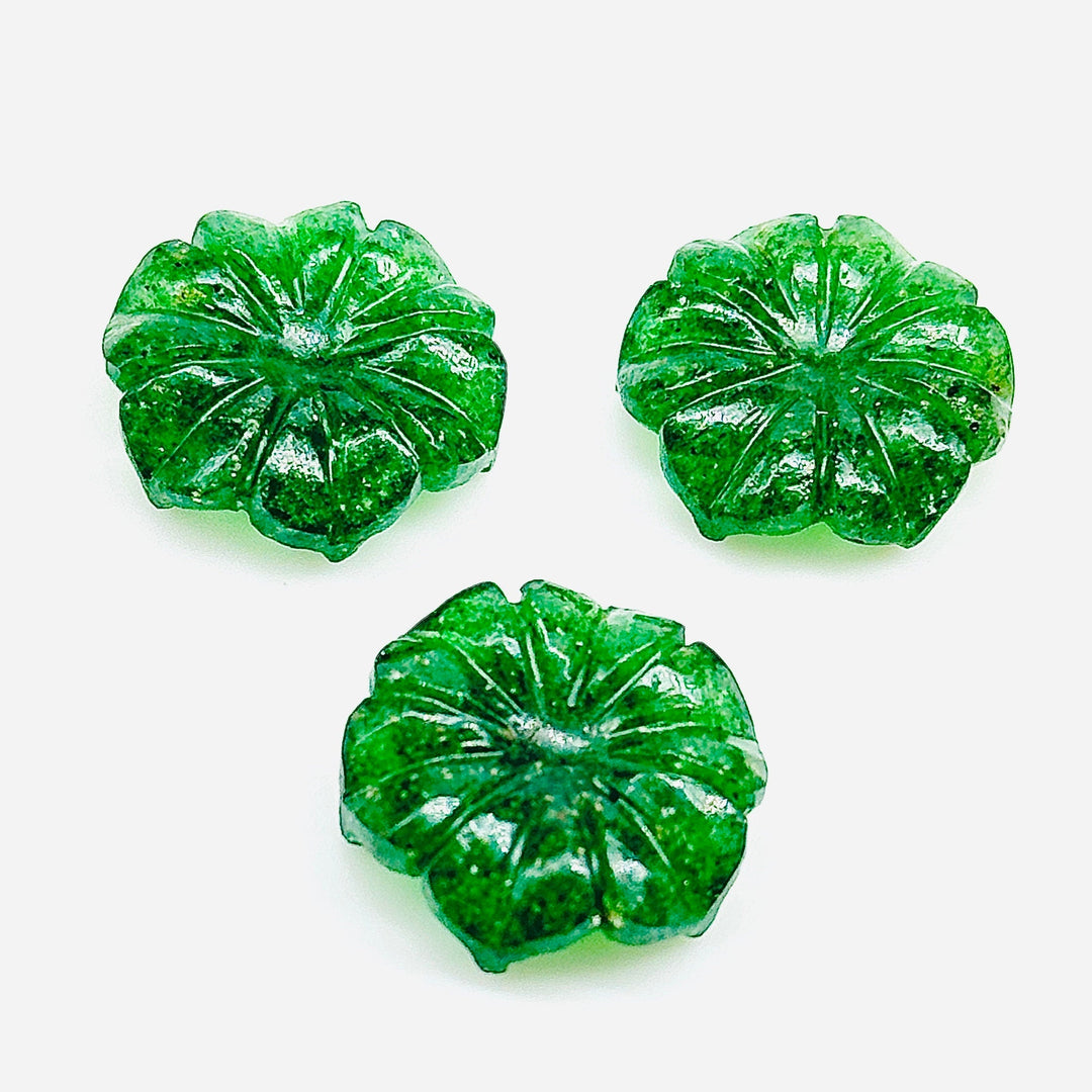 Natural Green Strawberry Quartz Flower Shape Carved Gemstone, Flower Shape Carving, Gemstone For Jewlery 17 mm, Craft Making Flower Charm
