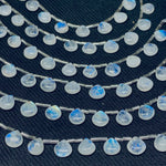 Load image into Gallery viewer, High Quality Natural Rainbow Moonstone Smooth Heart Shape Beads, 10X10 mm Blue Flashy Rainbow Moonstone Loose Beads For Earrings Making