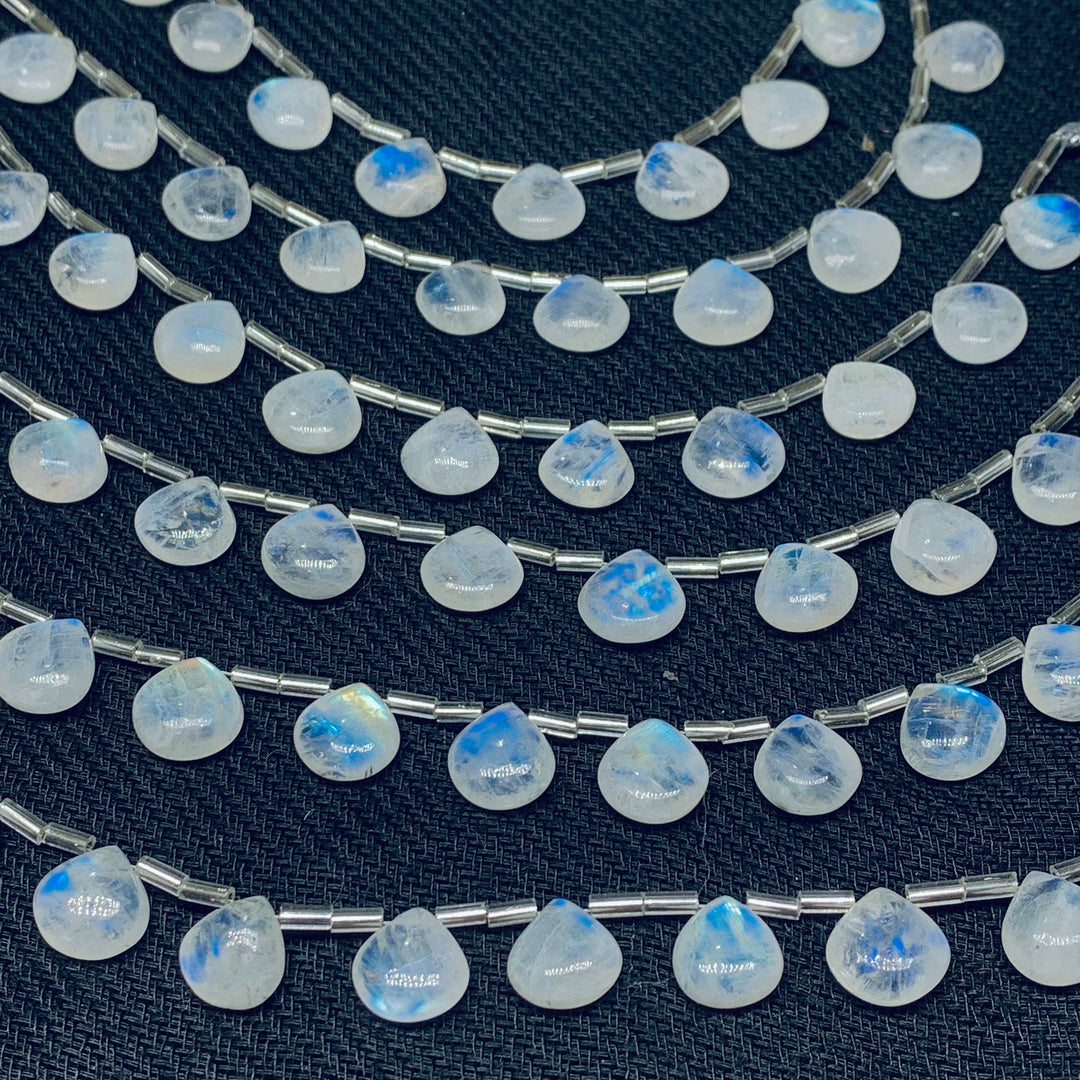 High Quality Natural Rainbow Moonstone Smooth Heart Shape Beads, 10X10 mm Blue Flashy Rainbow Moonstone Loose Beads For Earrings Making