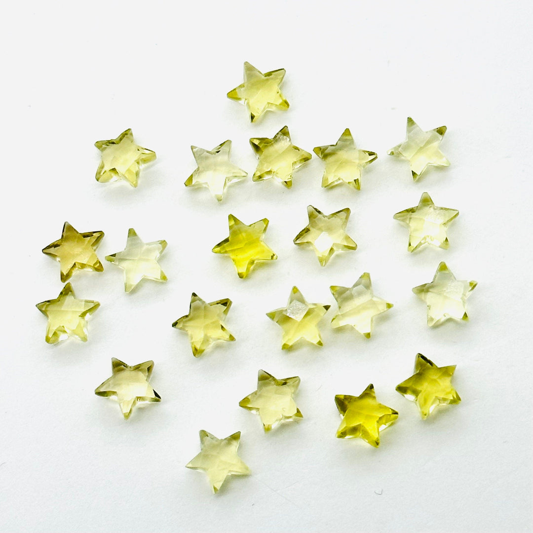 Natural Lemon Quartz Star Shape Beads, Faceted Stars Shape Briolettes Beads for Jewelry Making, Loose Lemon Stars, 8 MM Mini Star Charms