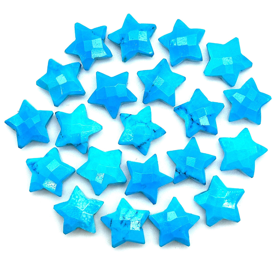 AAA Blue Turquoise Star Briolettes: Faceted Gemstone Beads, 15mm