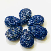1,2,3,4,5,6 pcs 100% Natural Lapis Lazuli Pear Shape Carved Gemstone, Pear Shape Carving, Carved Gemstone For Jewellery 18X12.5 mm