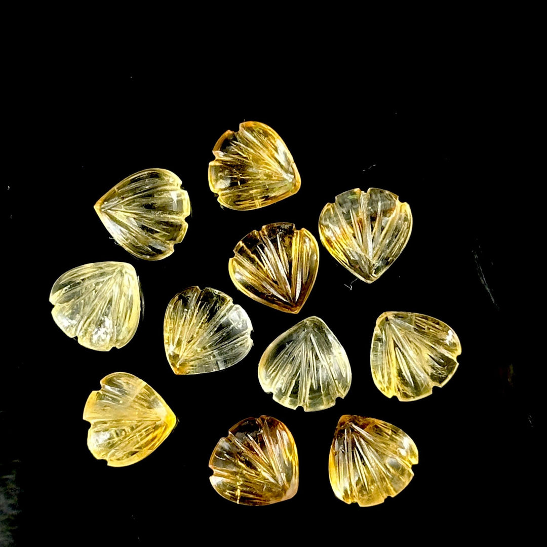 AAA+ Quality Natural Citrine Shell Shape Beads, 8 MM Hand Carved Citrine Seashell, Tiny Carved Beads, Shell Charms, Jewelry and Craft Making