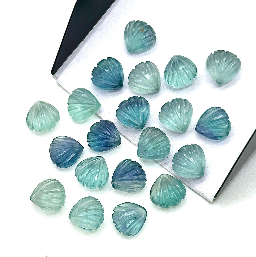 Cute Tiny Green Fluorite Shell Shape Beads, 8 MM Hand Carved Fluorite Seashell, Tiny Carved Beads, Shell Charms, Jewelry Making Gemstones