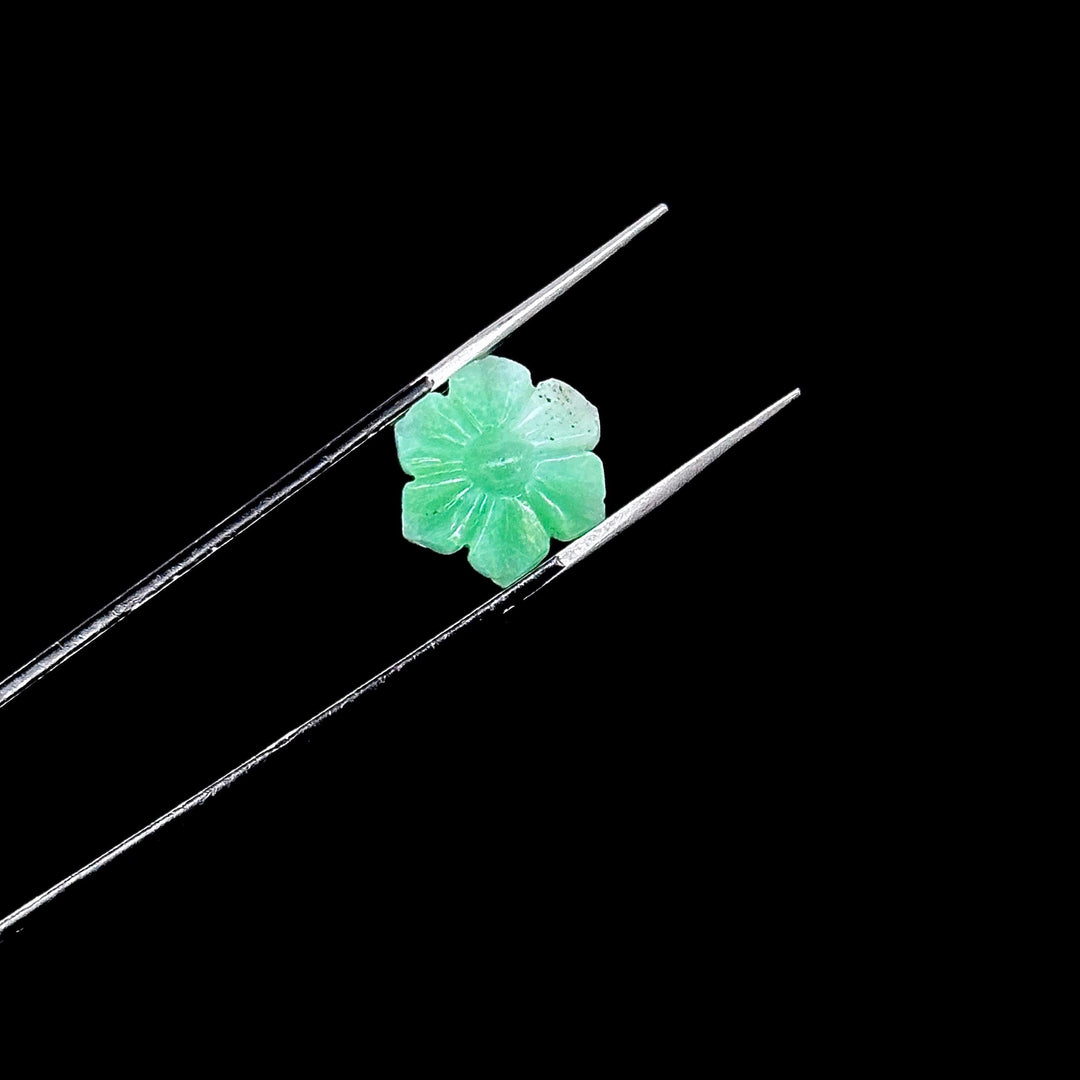 Green Chrysoprase Carved Flower Shape Beads, Natural Chrysoprase Flower Carving, Green Flower for Jewelry Making, 12 MM, Floral Gemstones