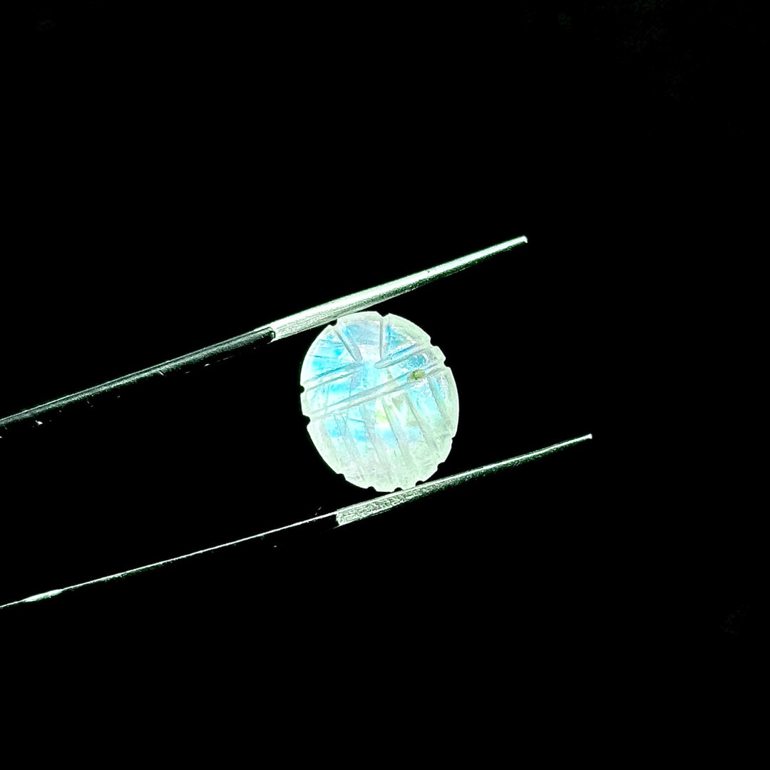 Rainbow Moonstone Scarab Beads: Handmade Carved Briolettes (10x12MM)
