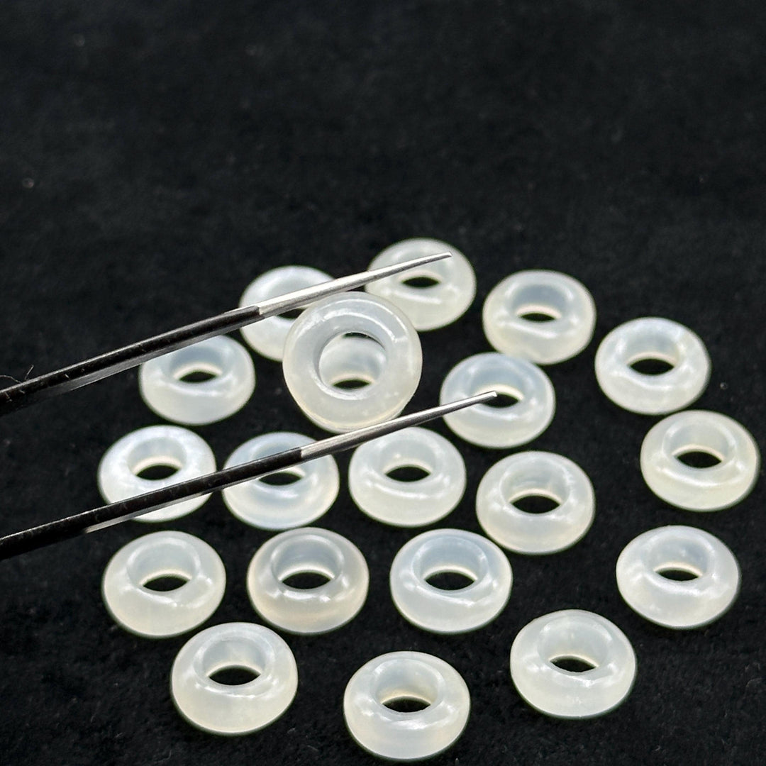 Natural White Moonstone Donut Shape Gemstones, Moonstone Donut Carving, Healing Gemstone Beads, 12 mm Moonstone Smooth Donut Beads