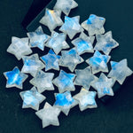 Load image into Gallery viewer, Natural Rainbow Moonstone Star Beads, Blue Flashy Carved Star Shape Briolette's, 10 MM Faceted Star Shape Charms, Loose Star Beads Crystal
