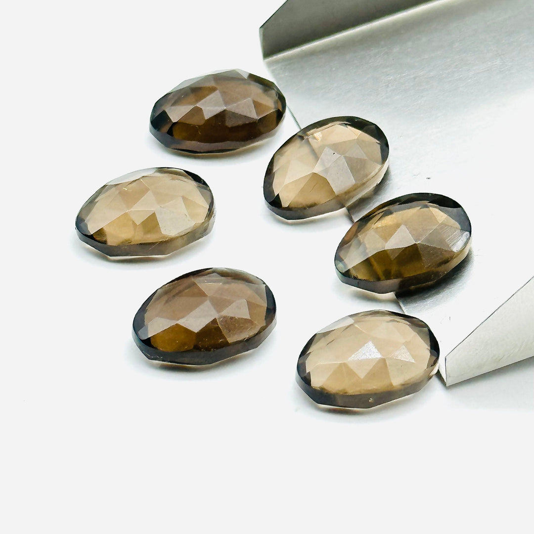 2,3,4,5pcs A-one Quality smokey quartz freeform Rosecut, faceted rosecut, gemstone for jewelry, jewelry making rosecut 10X14 mm