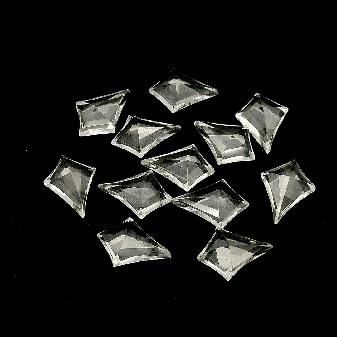 Clear Crystal Quartz Kite Shape Beads, Hand Carved Faceted Kite Shape Stone, Kite Shape Charms for Jewelry Making, 16 MM Gemstone Carvings