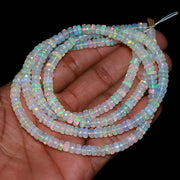 Faceted Ethiopian Opal Rondelle Beads, Natural Flashy White Opal Jewelry Beads, Multi Fire Welo Opal Beads, Wholesale Beads, 5 MM