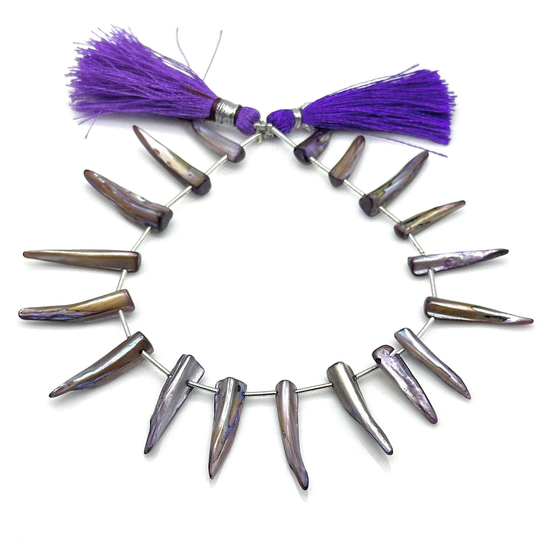 Amazing Long Sea Pearl Beads, Coated Teeth Shape Pearl Gemstone, 26 MM Fancy Jewelry Making Wholesale Beads, Purple Sea Pearl for Diy Craft
