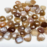 5,6,7,8,9,10Pcs Natural Chocolate Moonstone Heart Shape Faceted Briolettes, hand carevd Faceted Gemstone, loose Gemstone For Jewellery 8mm