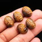 Load image into Gallery viewer, Natural Tiger's Eye Scarab Carved Gemstone, Fancy Shape Scarab Carving, Insect Beads, 16X12 MM, Home Decor Crystals, Reiki Healing