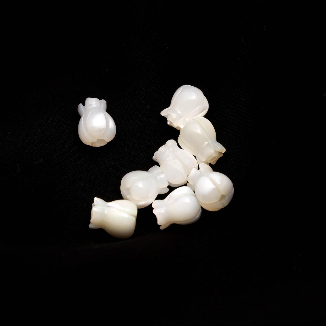 Mother of Pearl Tulip Shape Drill Beads for Jewelry Making, 7 MM Top to Bottom Drill
