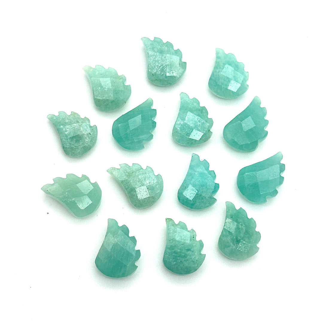 Natural Amazonite Leaf Shape Beads, Amazonite Leaf Shape Briolette's, Faceted Fancy Carvings for Jewelry, 11X15 MM, Wholesale Gemstone Beads