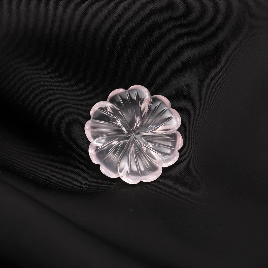 Natural Rose Quartz Flower Shape Stone, Hand Craved Gemstone Flower for Jewelry Making, Crystals Gifts 26 MM