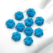 Hand Carved Turquoise Flower Charm: AAA Blue Gemstone (12mm)