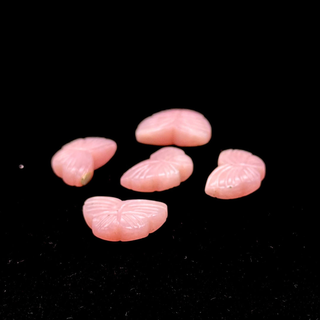 Pink Opal Butterfly Beads: Carved Gemstone Charms, 11x18mm