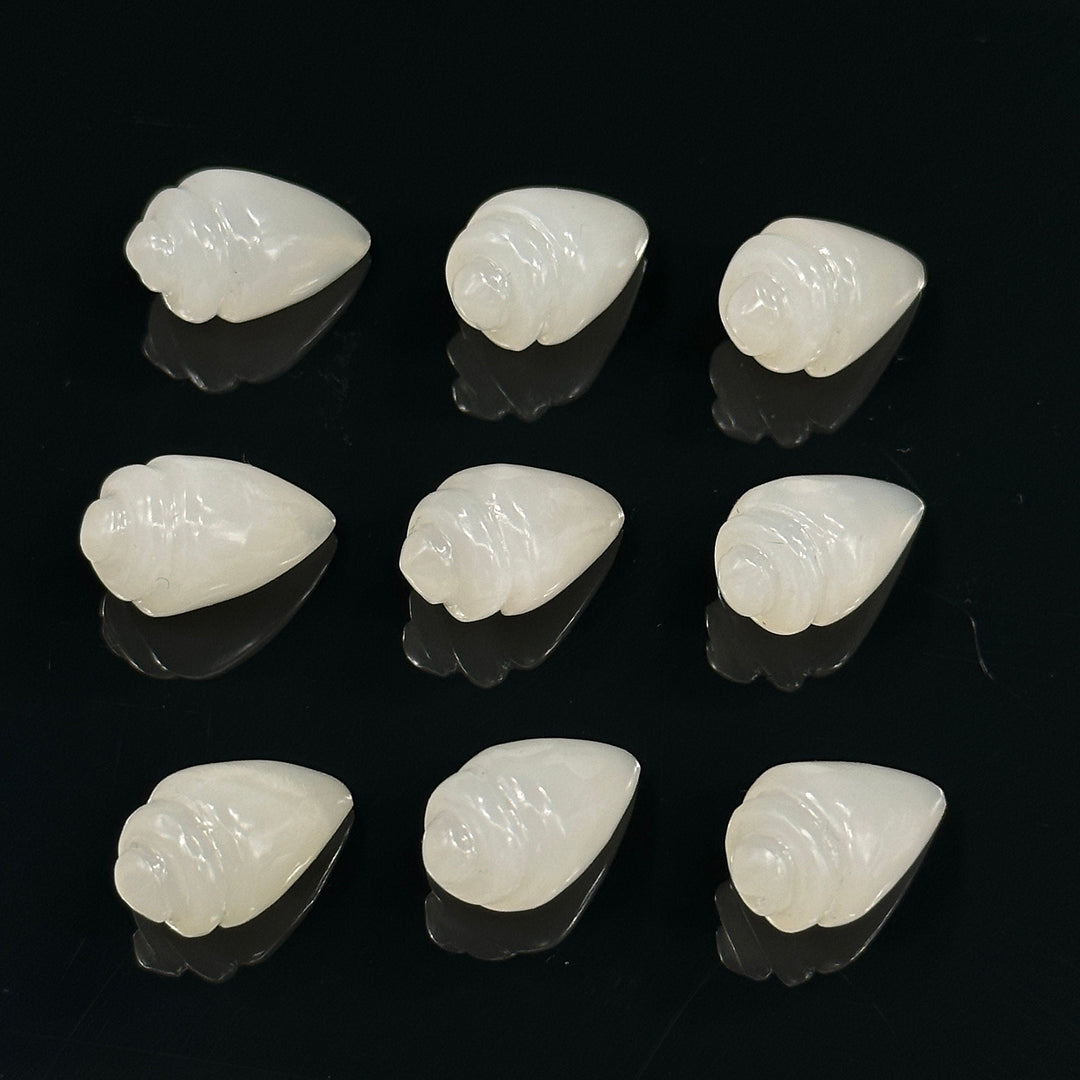 Natural White Moonstone Conch Shell Shape Beads, Smooth White Moonstone Gemstone Beads, Beach & Snail Shell Carved Gemstone Beads 18X10 mm