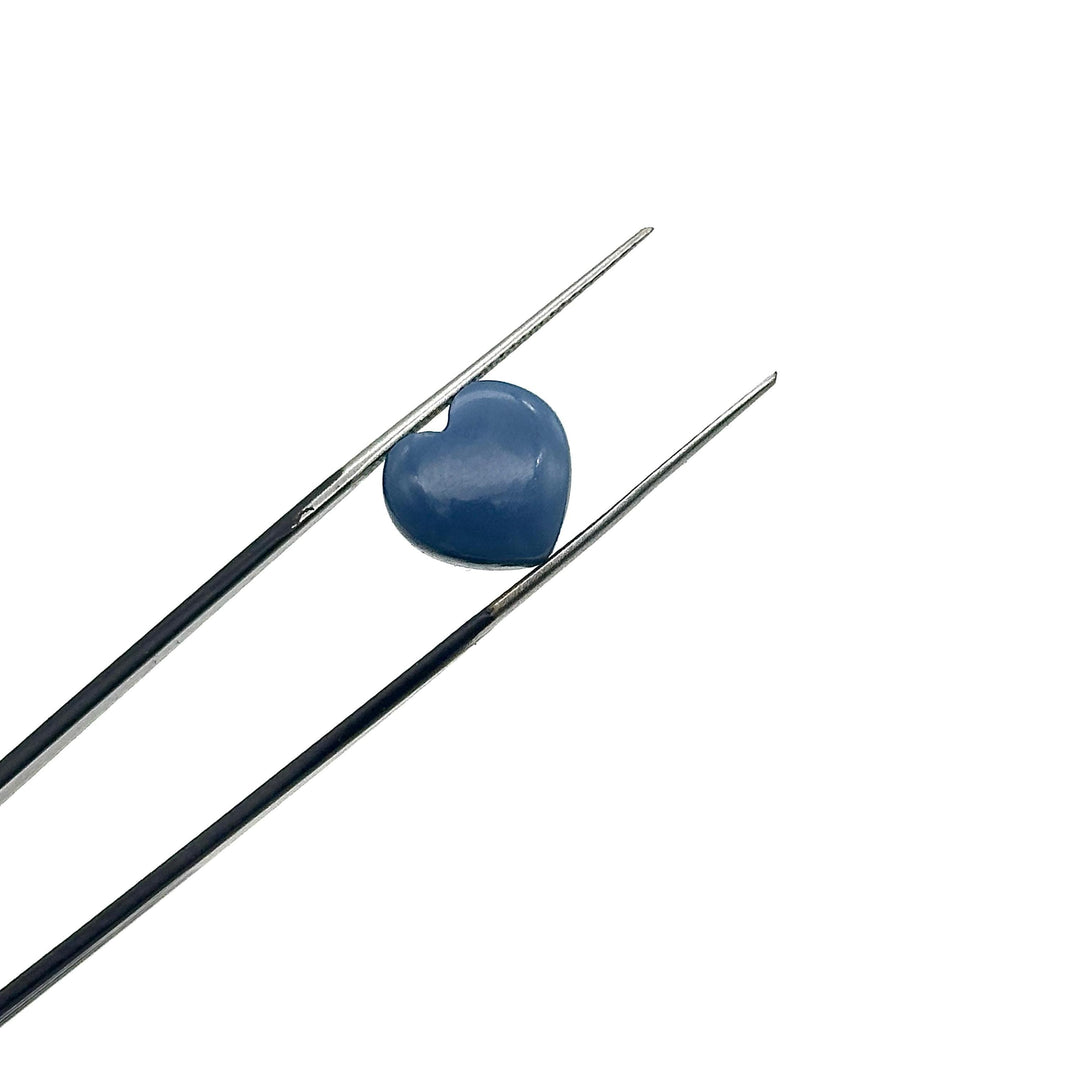 Blue Opal Heart Briolette Beads: Hand Carved Smooth Gemstone, 12mm