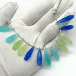 Load image into Gallery viewer, Matched Pairs - Blue, Green &amp; Aqua Chalcedony Long Drop Shape Briolette's, Faceted Teardrop Beads, 7X30 mm Drops Beads For Earring Making