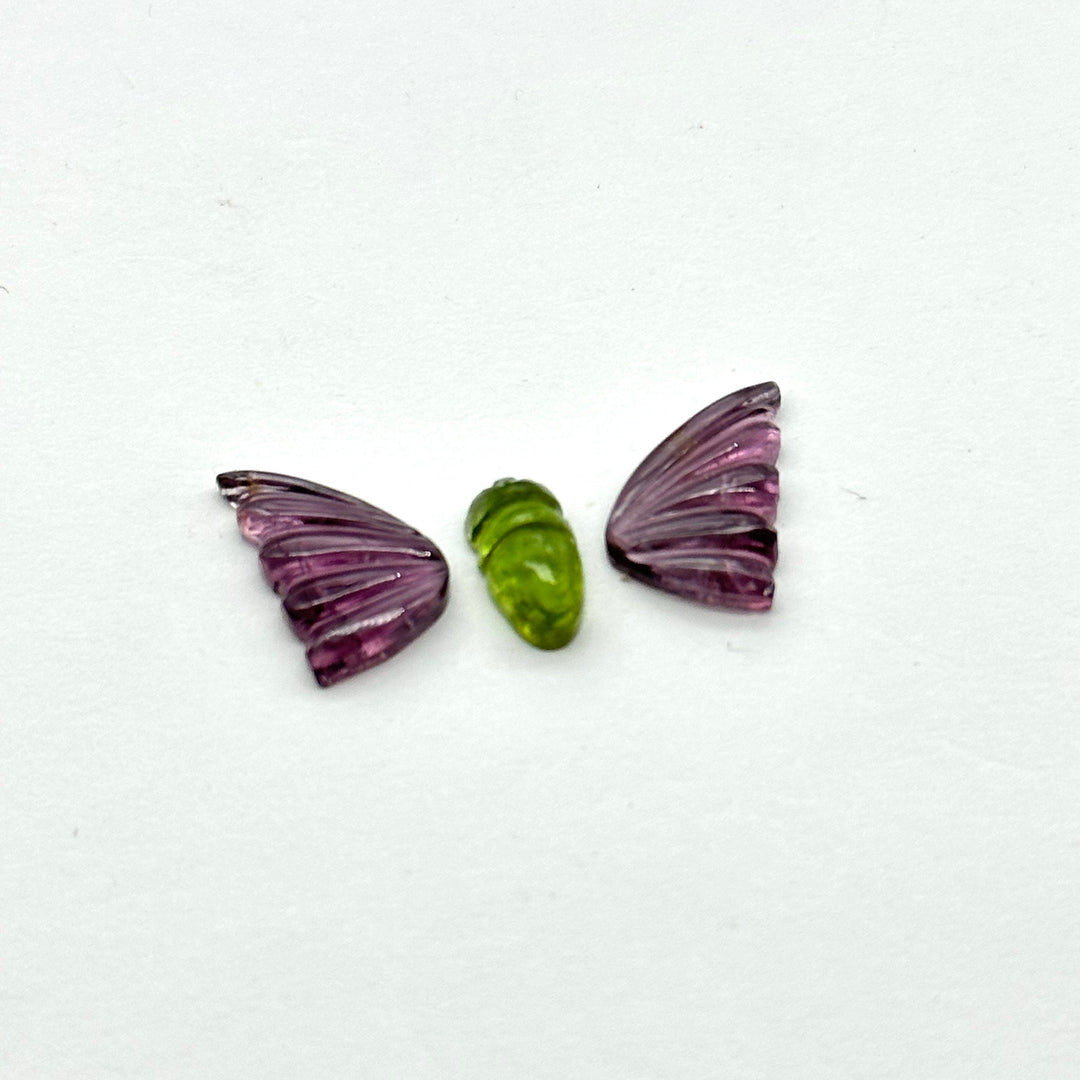 natural tourmaline Butterfly Shape Carving, Hand carved tourmaline Butterfly loose carving, carved butterfly  jewelry Making 22x11mm.
