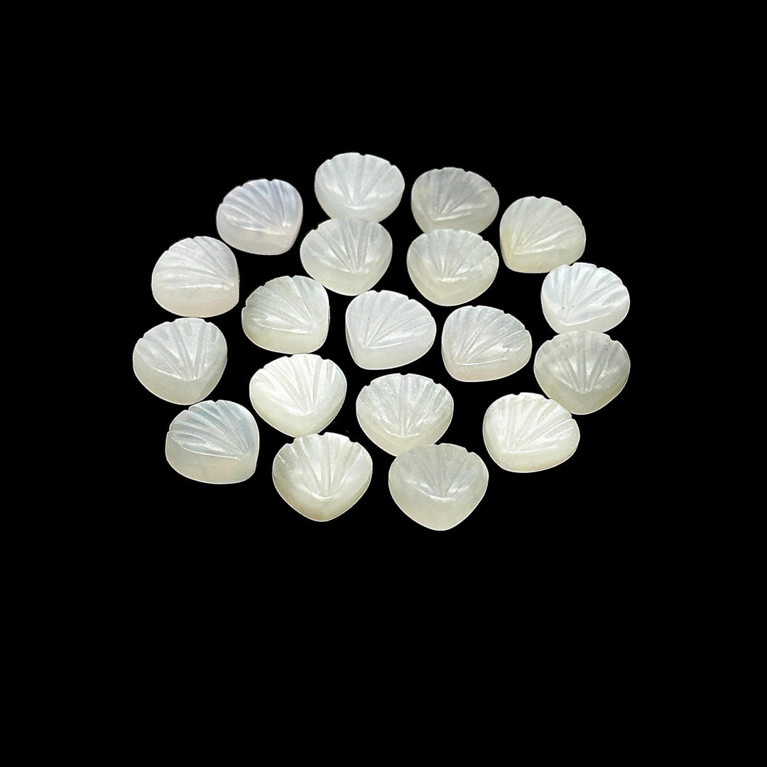 Natural White Moonstone Shell Shape Briolette's, Hand Carved Shell Beads, Fancy Shape Gemstone For Jewelry and Craft Making, 8 MM