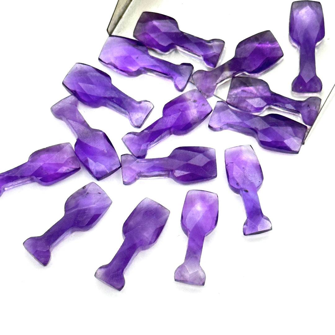 1,2,3,4,5 pcs Natural Amethyst Wine Glass Shape Faceted Gemstone, New Fancy Cut Briolettes, Purple Amethyst Hand Carved Gemstone 8X20 MM