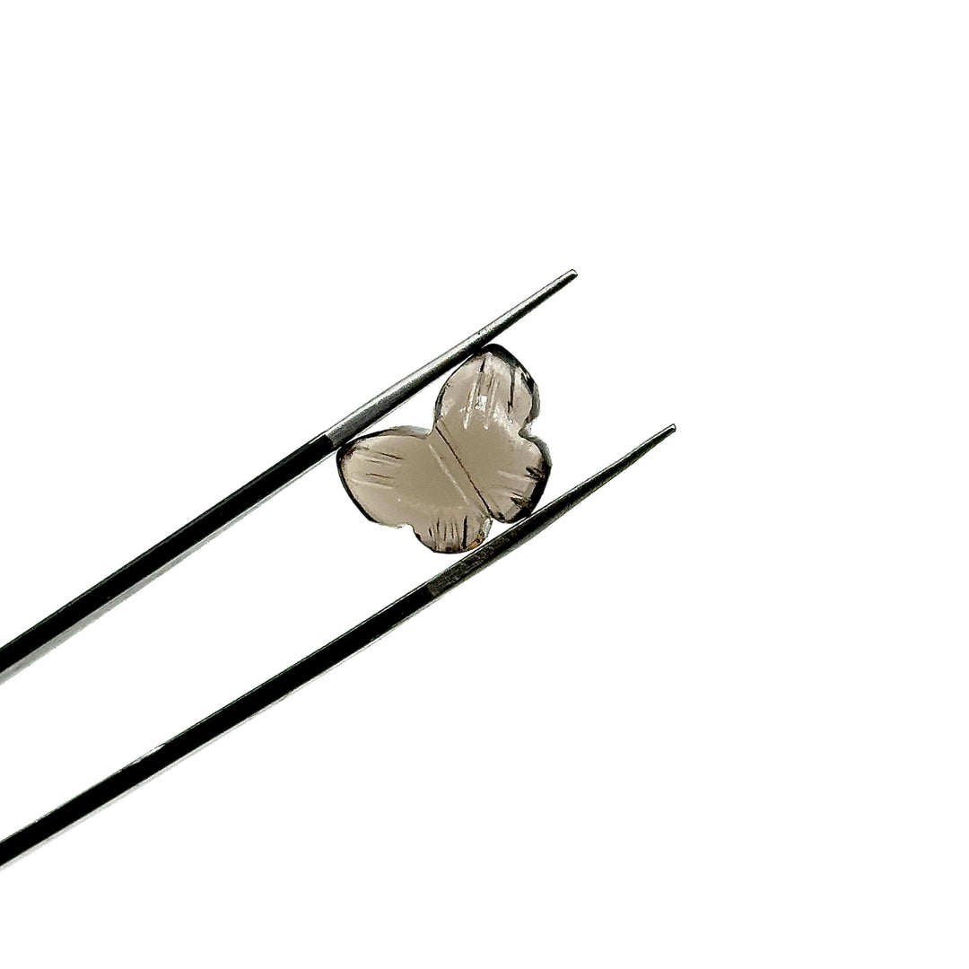 Natural Smokey Quartz Butterfly Shape Beads, Smokey Quartz Hand Carved Butterfly Briolettes, Gemstone Carvings, 13 MM Mini Butterfly Charm