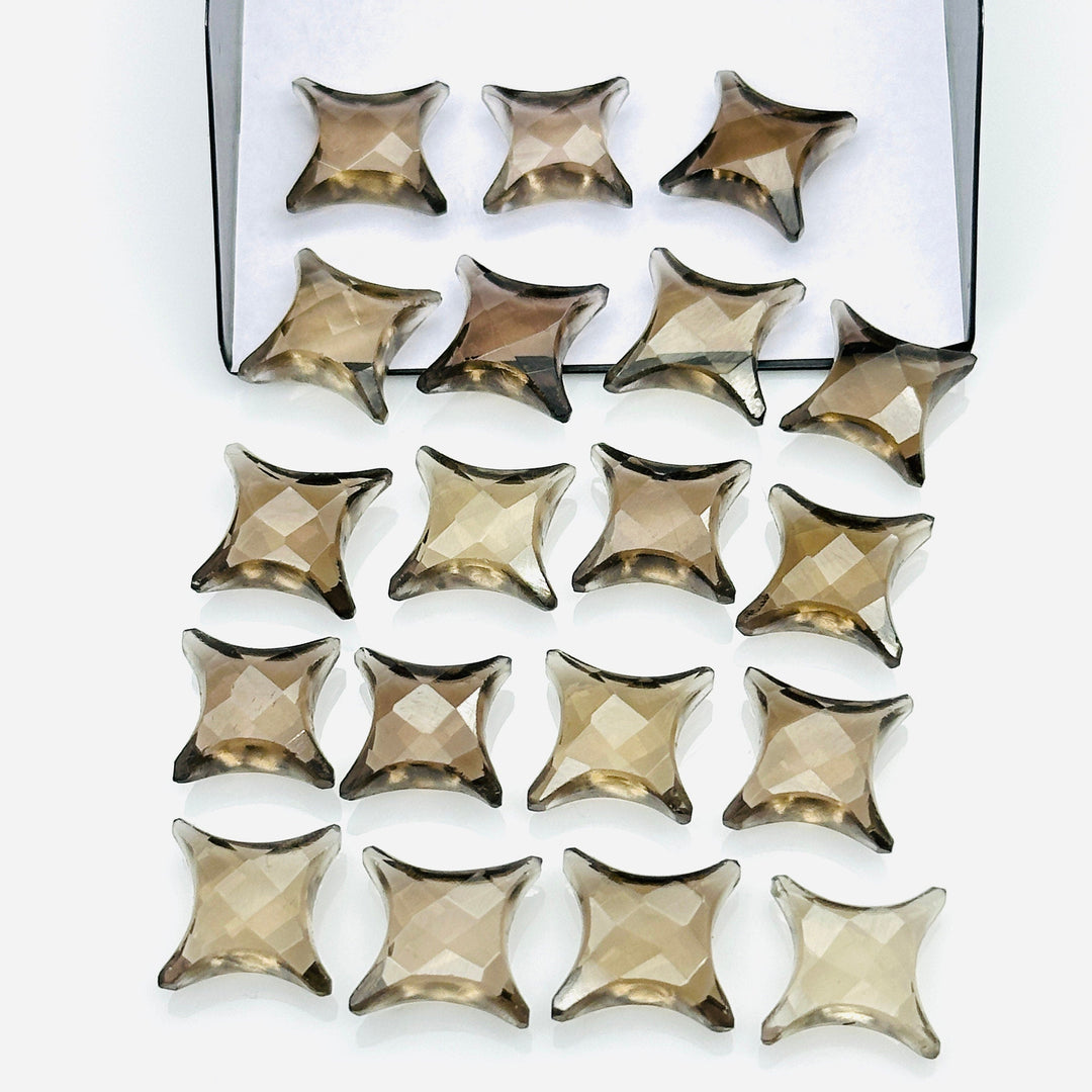 Natural Smokey Quartz Ninja Star Shape Carving Beads, Fancy Star Shape Gemstone Beads, 11X15 MM Jewelry Making Star Shape Briolettes Beads
