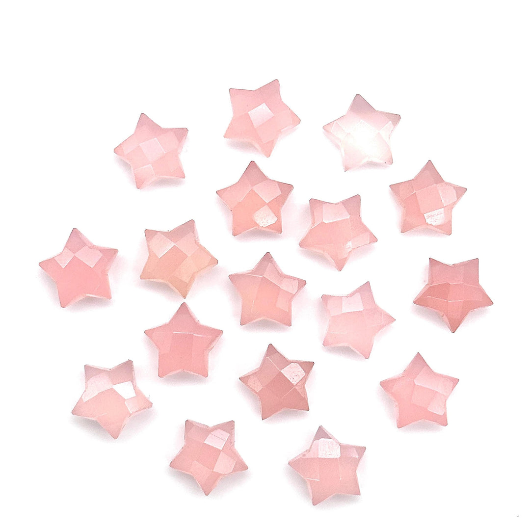 Amazing Pink Chalcedony Star Shape Briolettes, Pink Faceted Hand Carved Star Beads, Star Shape Gemstone Charms, 10 MM Loose Star Beads
