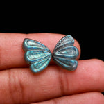 Load image into Gallery viewer, Natural Labradorite Butterfly Wings Carvings, Flashy Labradorite Hand Carved Butterfly Feather for Jewelry Making (16X12 MM, 2 Stones)