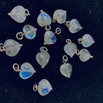 Load image into Gallery viewer, 5 pcs Natural Rainbow Moonstone Heart Shape Carved Gemstone Jewellery Making Charm With 925 Silver, Necklace , Earrings Making Charms 10mm
