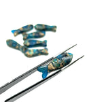 Load image into Gallery viewer, Carved Neon Copper Turquoise Fish Charm: 25mm Jewelry Briolette