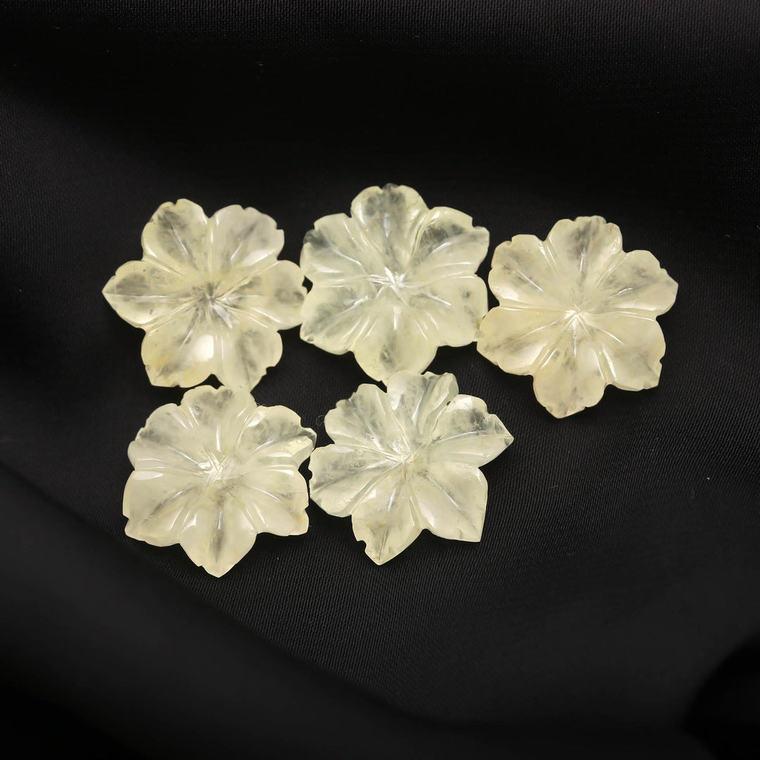 Natural Yellow Aquamarine Carved Flower, Hand Carved Flower Shape Gemstone, 18 MM Carved Flower for Jewelry, Aquamarine Carved Crystal