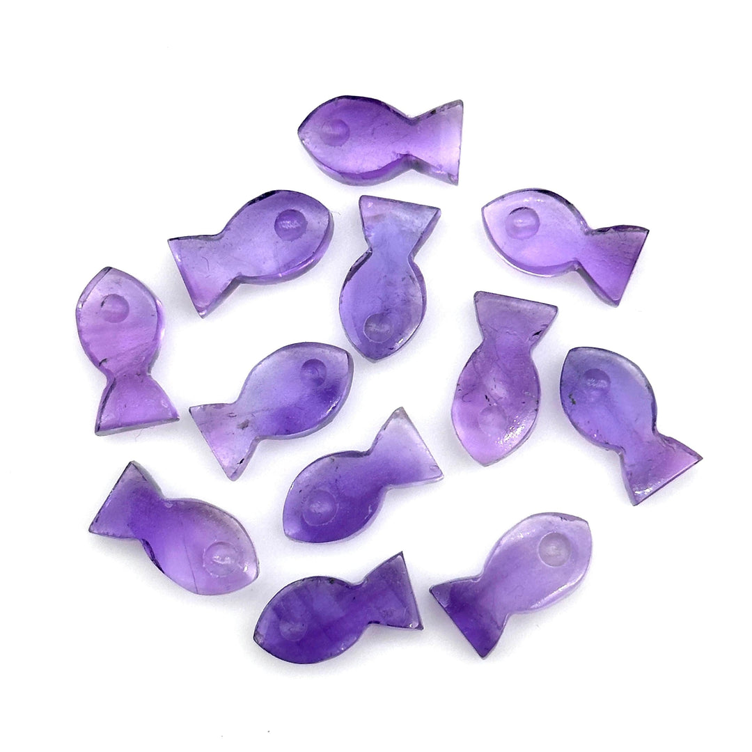 Natural Amethyst Fish Charm Beads, Fancy Fish Shape Carved Gemstone, 7X14 MM Loose Gemstone Fishes For Jewelry Making, February Birthstone