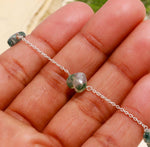 Load image into Gallery viewer, Natural Moss Agate Heart Beads Bracelet, Tree Agate Shape Heart Beads Bracelet, Girl's Gift Chain Bracelet, 925 Silver Gift for Her
