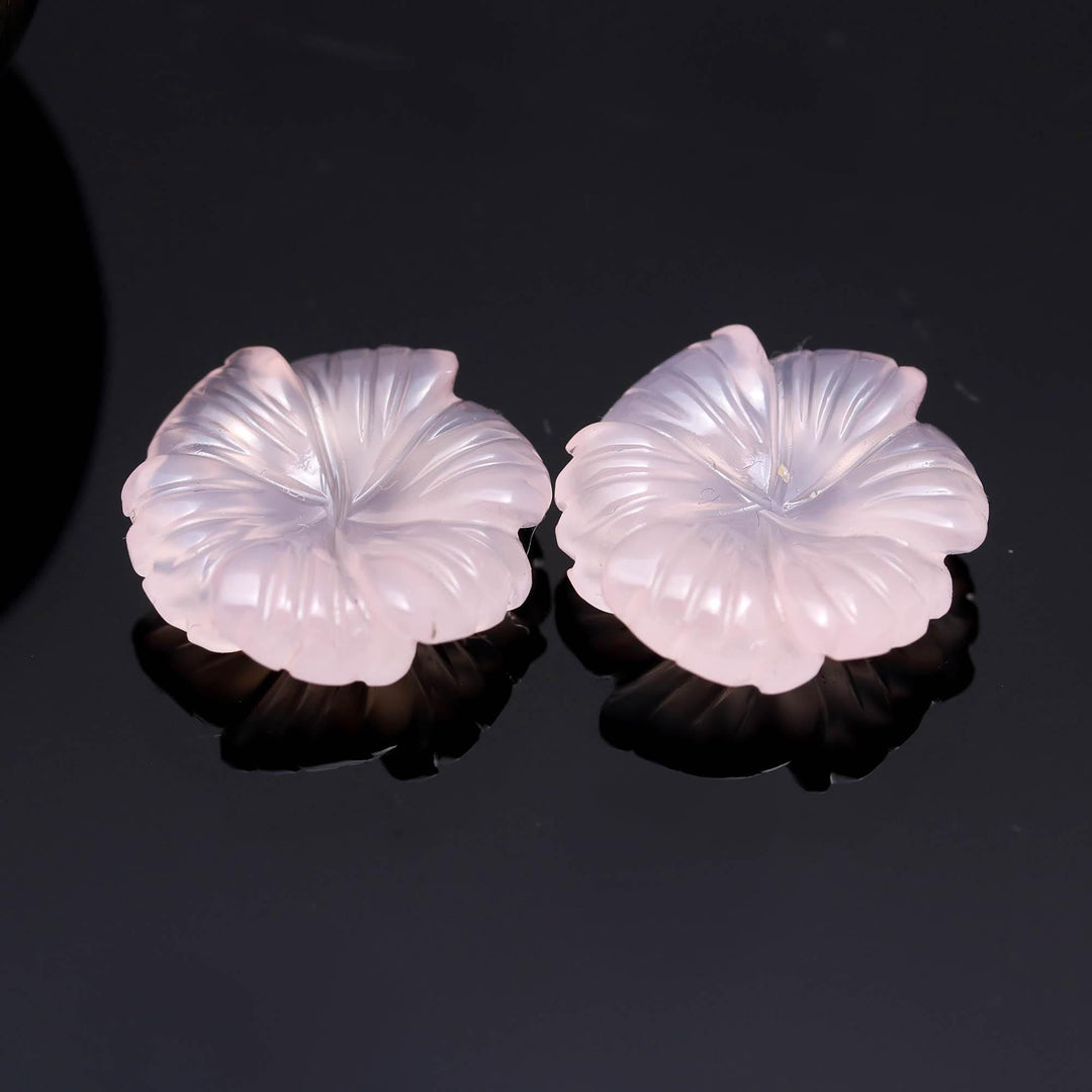 AAA Pink Chalcedony Overlapped Flower Shape Stone, Hand Carved Pink Chalcedony Flower Gemstone for Jewelry Making, 20 MM Crystal Gifts