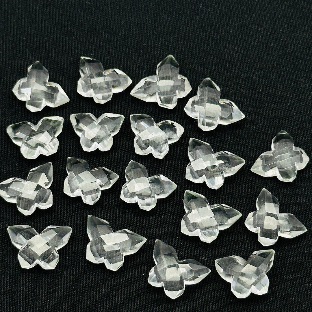 Natural Crystal Quartz Butterfly Shape Gemstone Beads, Handmade Faceted Butterfly Shape Carving Beads, Crystal Briolettes Beads 14x10 MM